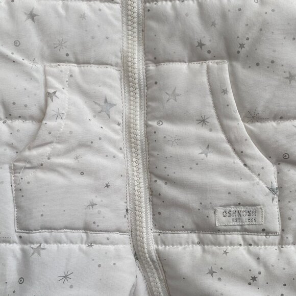 Oshkosh B'gosh Baby One-Piece Snowsuit White Silver Quilted Star Snow-12mos - Picture 3 of 12